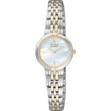 Citizen Womens Eco-Drive Silhouette Stainless Watch - Two-Tone Bracelet - Two-Tone Dial - EX1094-51D