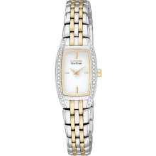 Citizen Womens Eco-Drive Silhouette Swarovski Stainless Watch - Silver Bracelet - White Dial - EG2744-52A