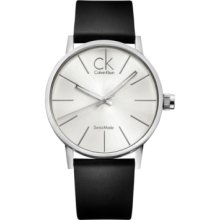 ck Calvin Klein Watch, Mens Swiss Post-Minimal Black Leather Strap 42m