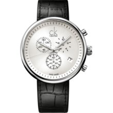 ck Calvin Klein Watch, Mens Swiss Chronograph Substantial Black Leathe