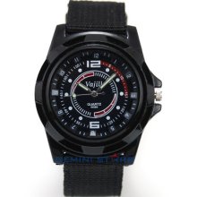 Classic Black Canvas Strap Wild Hiking Camp Men Boys Women Military Sports Watch