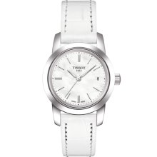 Classic Dream Women's Quartz Watch - Mother-Of-Pearl Dial with White Leather Strap