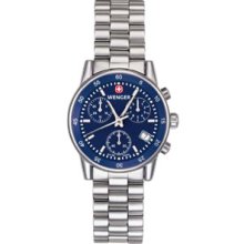 Commando chrono blue dial & stainless bracelet women's watch by wenger