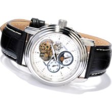 Constantin Weisz Men's Automatic Multifunction Stainless Steel Leather Strap Watch