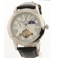 Croton Mens Imperial Black Leather Automatic 24Hr Time Watch C133 ...