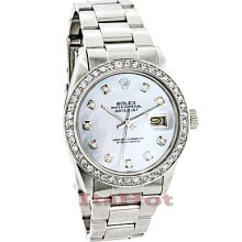 Custom Diamond Bezel Rolex Datejust Mens Watch 3ct