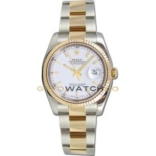 Datejust 116203 Steel & Gold Oyster Band Smooth White Dial