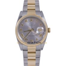Datejust 16233 Steel & Gold Oyster Band Fluted Bezel Silver Dial