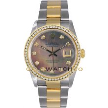 Datejust 16233 Steel & Gold Oyster Band MOP Diamond Dial & Bezel