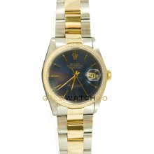 Datejust 16233 Steel & Gold Oyster Band Fluted Bezel Blue Dial