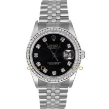 Datejust Steel 16200 Jubilee Band Black Diamond Dial & Bezel