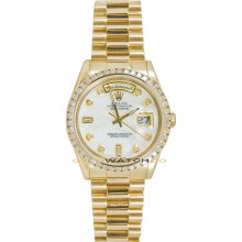 Day Date 18038 Yellow Gold President MOP Diamond Dial & Bezel