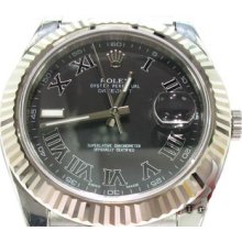 Diamond Rolex Watch Collection Datejust II Steel and White Gold 116334
