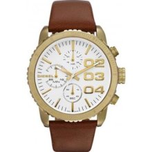 Diesel Men's Stainless Steel Case Brown Leather Glass Watch Dz5328