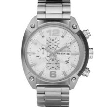 Diesel White Men's Stainless Steel Bracelet and White Chronograph Round Dial Watch