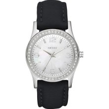 DKNY Black Leather Ladies Watch NY8370