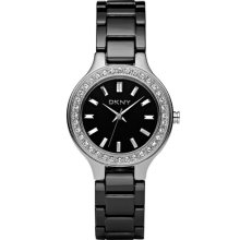 DKNY Ceramic Crystal Bezel Bracelet Watch Black