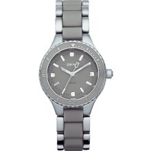 DKNY Ceramic New Womens Crystals Round Analog Steel Watch Gray Bracelet Quartz