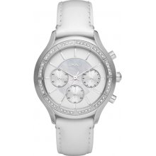 DKNY Chronograph White Dial Leather Women's Watch NY8253