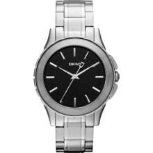 DKNY Men's NY1522 Silver Stainless-Steel Analog Quartz Watch with Black Dial