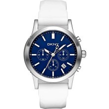 DKNY NY1476 Blue Dial White Rubber Strap Chronograph Men's Watch