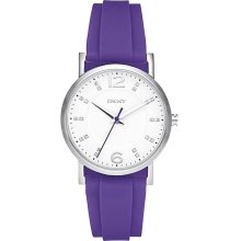 DKNY NY8155 White Dial Purple Silicone Strap Ladies Watch