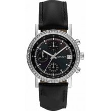 Dkny Ny8365 Black Mop Dial Black Leather Strap Chronograph Watch