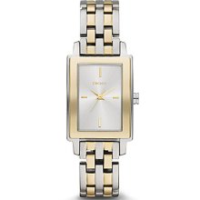 DKNY Two Tone Analog Rectangular Watch - Silver/Gold