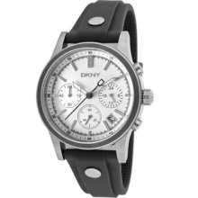 DKNY Watches Women's Chronograph White Dial Gray Silicone Gray Silicon