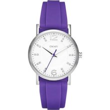 DKNY White Dial Stainless Steel Case Purple Silicone Strap Ladies ...