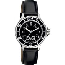 Dolce and Gabbana Men's Stainless Steel Anchor Black Tone Dial Leather Strap DW0509