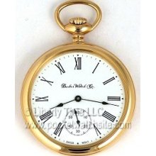 Dueber Watch Co Swiss Gold Plated Wind Up Pocket Watch Roman Polished Gold OF