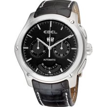 Ebel Men's 'Classic Hexagon' Black Strap Automatic Chronograph Watch