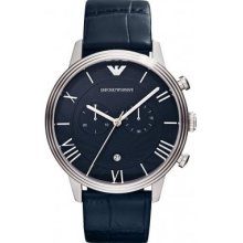 Emporio Armani AR1652 Classic Chronograph Men's Blue Leather Watch