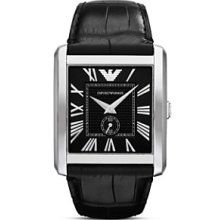 Emporio Armani Black Embossed Leather Watch, 34.5 x 36.5mm