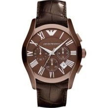 Emporio Armani Classic Chronograph Brown Leather Mens Watch Ar1609