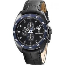 Emporio Armani Leather Collection Black Dial Men's Watch