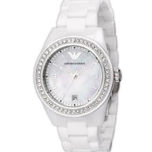 Emporio Armani Medium Round Crystal & Ceramic Watch