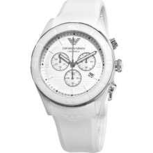 Emporio Armani Men s Quartz Chronograph White Silicone Strap Watch