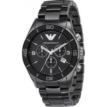 Emporio Armani Mens Black Ceramic Chronograph Watch AR1421