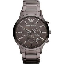 Emporio Armani Mens Black And Grey Two Tone Chronograph Watch Ar2454