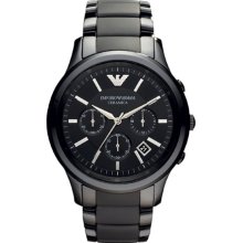 Emporio Armani Men's Ceramica AR1452 Black Ceramic Quartz Watch with Black Dial