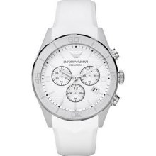 Emporio Armani Mens White Ceramica Rubber Watch Ar1435