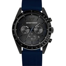Emporio Armani Silicone Strap Sports Watch, 43mm Navy/ Black