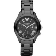 Emporio Armani Womens Black Ceramic Chronograph Watch W Date Ar1401