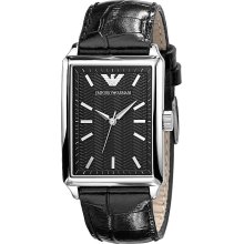 Emporio Armani Womens Black Leather Watch Ar0406