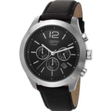 Esprit Misto Men's Quartz Watch With Black Dial Analogue Display And Black Leather Strap Es105371001