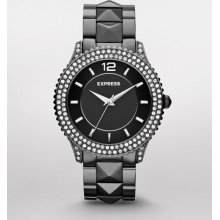 Express Womens Pave And Stud Embellished Analog Bracelet Watch