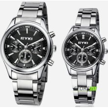 Fashion Classic Analog Clock Eyki Stainless Steel Wrist Quartz Lover's Watch