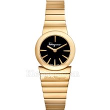 Ferragamo Gancino Soiree Watch Gold Ip Black Dial F70sbq5099s080